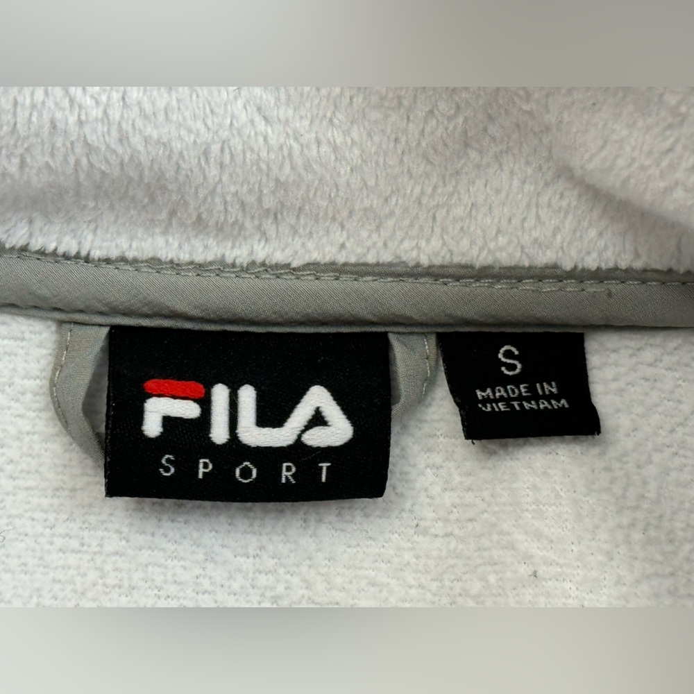 FILA Sport Women's Zip Up Jacket, Mock Neck Soft Fleece, White Gray Size Small - Picture 10 of 13